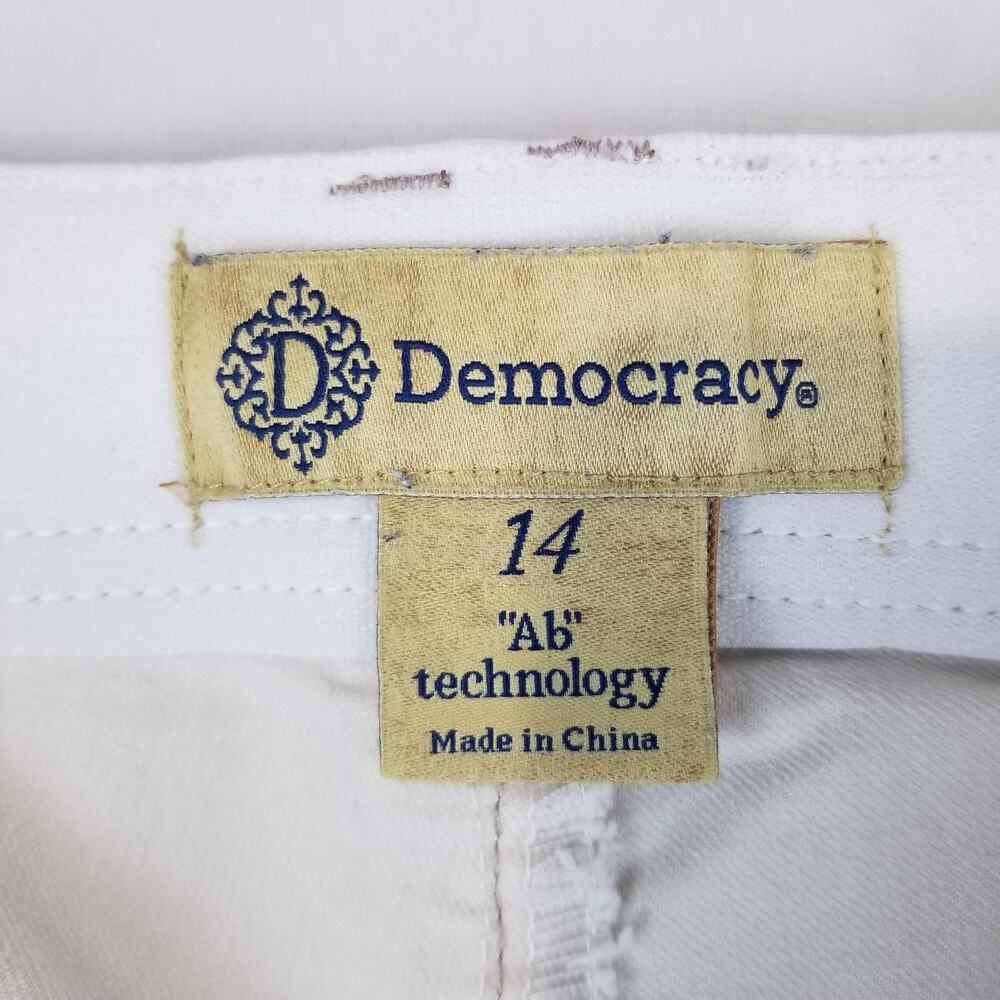 Democracy Jeans Womens 14 White Ab Technology Mid Rise Ankle Raw Hem Stretch - Picture 4 of 11